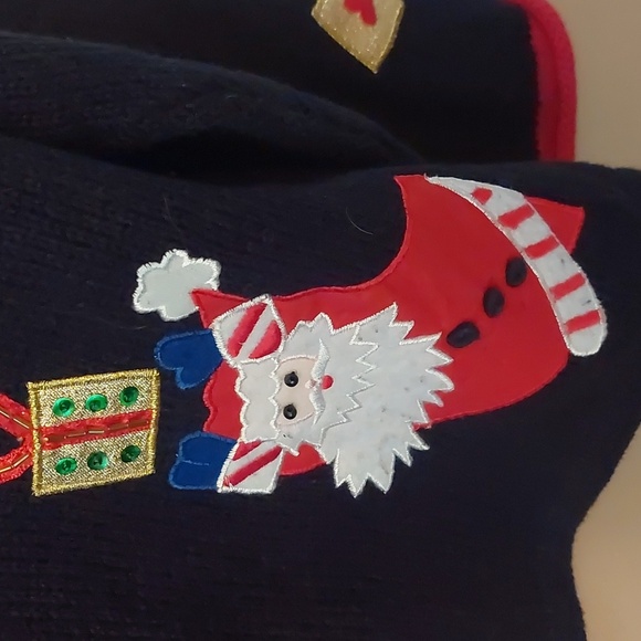 Tiara International Black Christmas Holiday Button Front Sweater 2004 Sz L - Picture 4 of 17